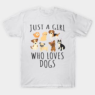 Kids Just a girl who loves Dogs Funny Puppy T-Shirt